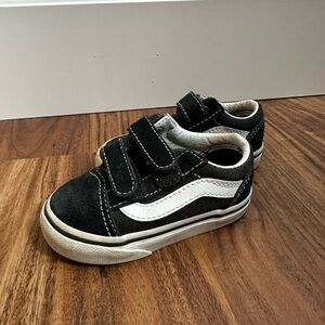 Vans Kids Black and White Velcro Sneakers